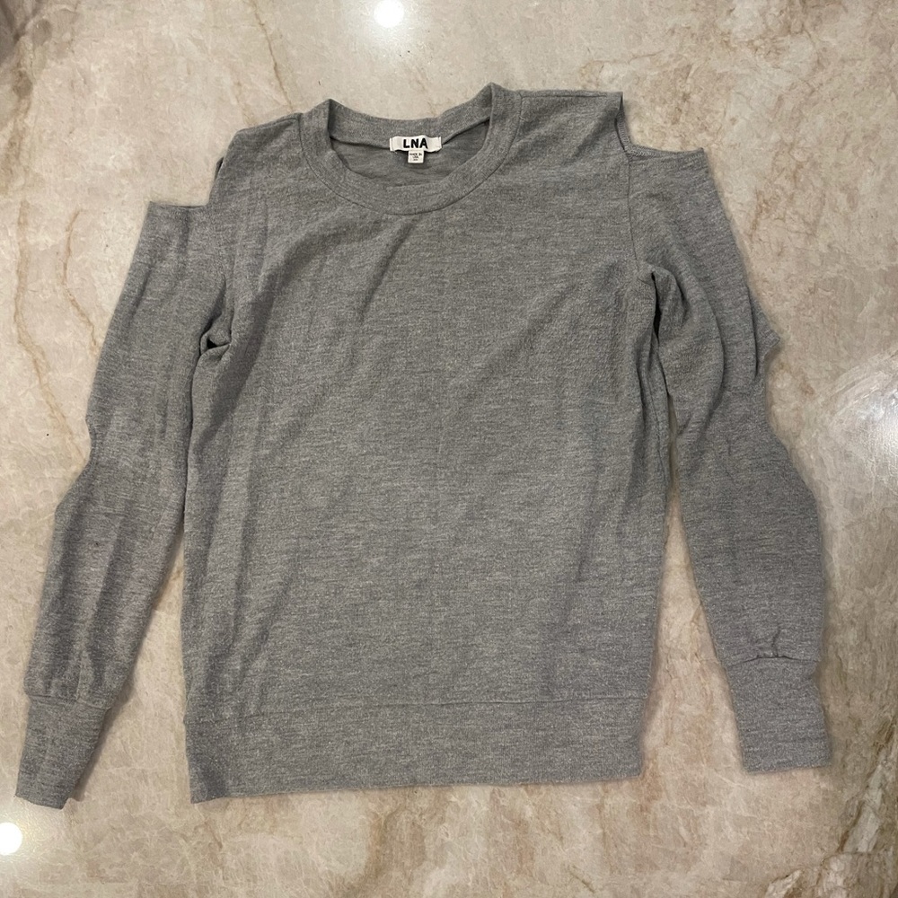 Grey LNA sweater with cutouts